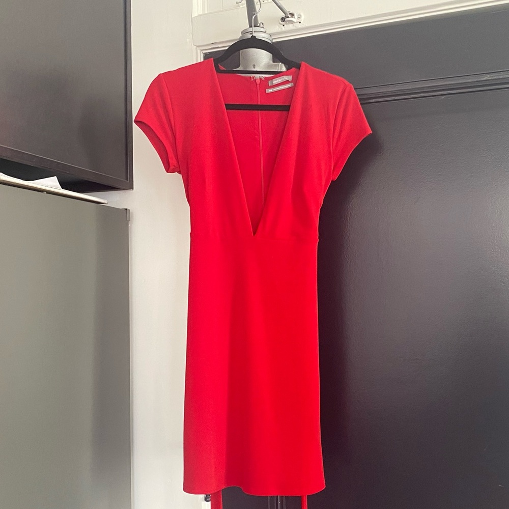 Red Urban Outfitters Deep V Cocktail Dress